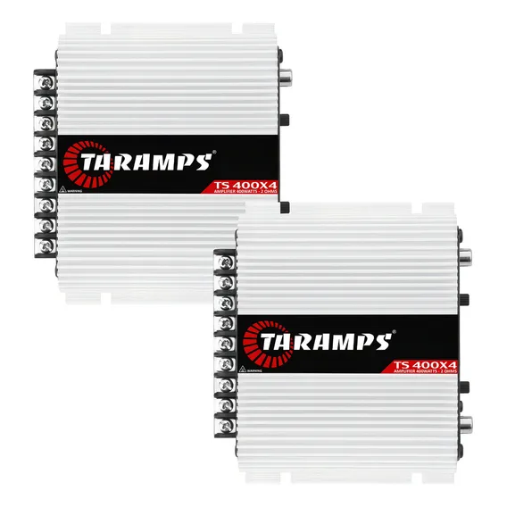 Kit 2 Módulo Amplificador Taramps Ts 400x4 400w Rms 2 Ohms Cor Branco Som Automotivo Full Range 400 Watts Foto 1