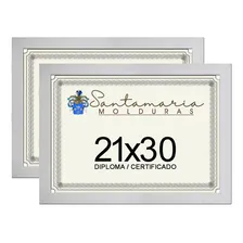 Kit 2 Molduras Porta Diploma Certificado A4 21x30 Branco Liso Foto  mini 1