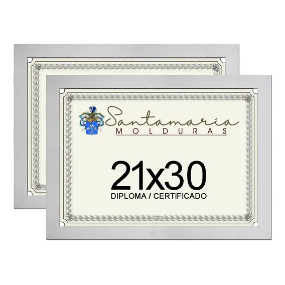 Kit 2 Molduras Porta Diploma Certificado A4 21x30 Branco Liso Foto 1