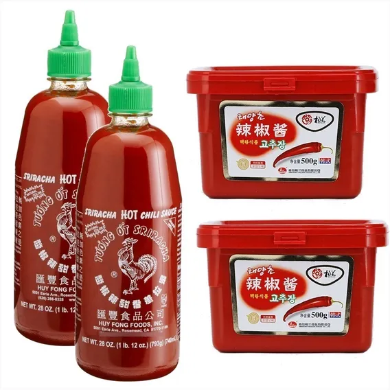 Kit 2 Molho Sriracha 793g +2 Pasta Pimenta Coreana Gochujang Foto 1