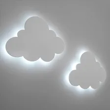 Kit 2 Nuvens Led Luz Quente Luminária Quarto Bebe Estrutura Branco Foto mini 3