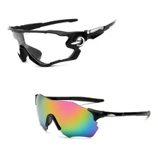 Kit 2 Óculos Corrida Ciclismo Espelhado Uv + Lentes Noturnas Lente Laranja Foto  mini 1