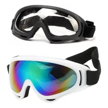 Kit 2 Óculos Neve Motocross Snowboard Esqui Kitesurf Uv400 Armação Branco Lente Preto Foto  mini 1
