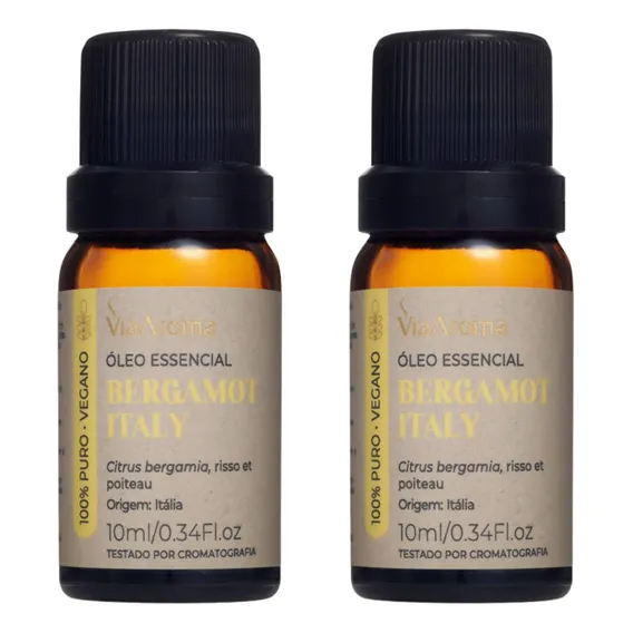 Kit 2 Óleo Essencial Bergamota Via Aroma - Citrus Bergamia Foto 1