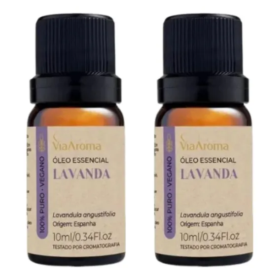 Kit 2 Oleo Essencial Lavanda Aromaterapia Via Aroma 10ml Foto 1