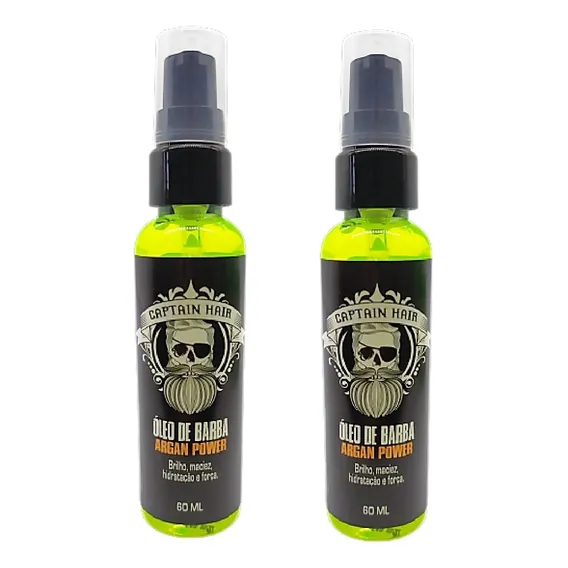 Kit 2 Oleo Para Barba Captain Hair 60ml Fragrância Natural Foto 1