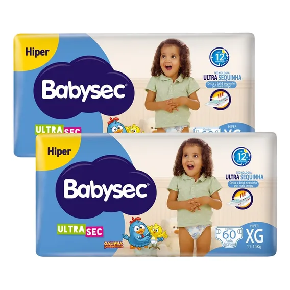Kit 2 Pacotes Fraldas Galinha Pintadinha Xg Ultrasec Babysec Foto 1
