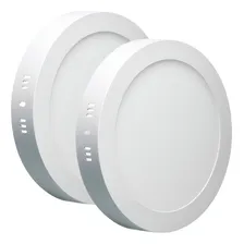 Kit 2 Painel Plafon Led 18w Redondo Sobrepor Branco Frio Foto  mini 1