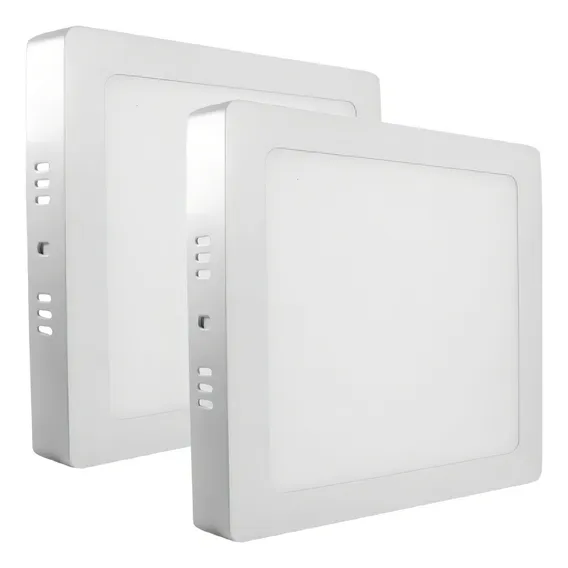Kit 2 Painel Plafon Led 24w 25w Quadrado Sobrepor Branco Foto 1