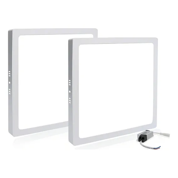Kit 2 Painel Plafon Sobrepor Led 25w Quadrado Branco Frio Foto 1