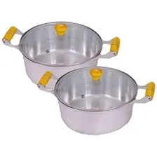 Kit 2 Panelas Caçarola Alumínio Polido Tampa Vidro 20 E 24cm Foto  mini 1