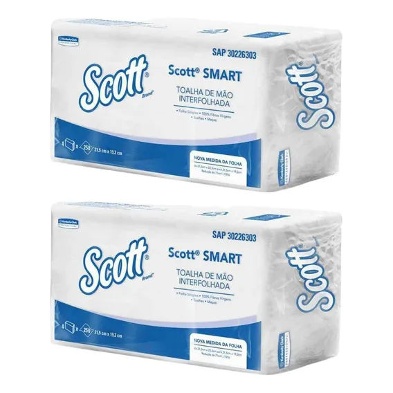 Kit 2 Papel Toalha Scott 2 Dobras 21,5x19,2cm 1000 Foto 1