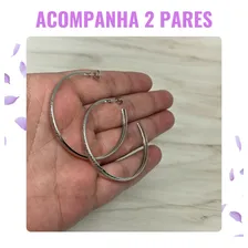 Kit 2 Pares Brinco Argola Grande Aço Cirúrgico Antialérgico Foto mini 4
