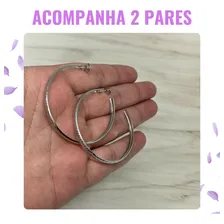 Kit 2 Pares Brinco Argola Grande Aço Cirúrgico Antialérgico Foto mini 4