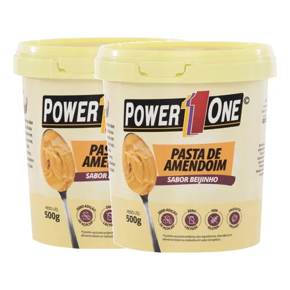 Kit 2 Pasta De Amendoim Beijinho 500g Power1one Foto 1