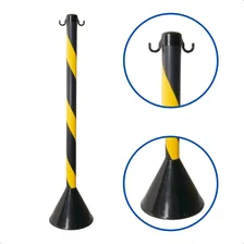 Kit 2 Pedestais Postinho Estacionamento Zebrado Proteção Epi Fita Preto E Amarelo Pedestal Preto E Amarelo Foto mini  2