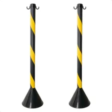 Kit 2 Pedestais Postinho Estacionamento Zebrado Proteção Epi Fita Preto E Amarelo Pedestal Preto E Amarelo Foto  mini 1