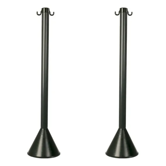 Kit 2 Pedestal Organizador Fila Balizador Postinho Lotérica Cor do pedestal Preto Foto 1
