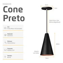 Kit 2 Pendente Cone Preto Com Cobre AlumÃnio Foto mini 3