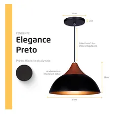 Kit 2 Pendente Lustre Luminária Elegance Preto Foto mini 3