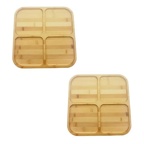Kit 2 Petisqueiras Quadrada Bambu 29,5cm Foto 1