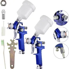 Kit 2 Pistola De Pintura Gravidade Bico 0.8mm Para Retoque Profissional H2000 Premium Azul Wwsoldas Foto mini 2