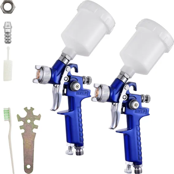 Kit 2 Pistola De Pintura Gravidade Bico 0.8mm Para Retoque Profissional H2000 Premium Azul Wwsoldas Foto 1
