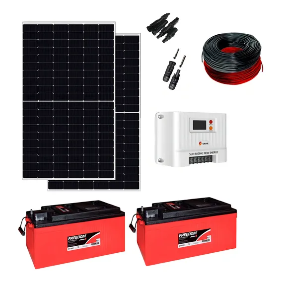 Kit 2 Placa Solar 450w Controlador 60a Mppt 480ah Cabos Foto 1