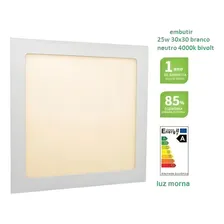 Kit 2 Plafon 25w Embutir Quadrado 30x30 Branco Neutro 4000k Foto mini 1