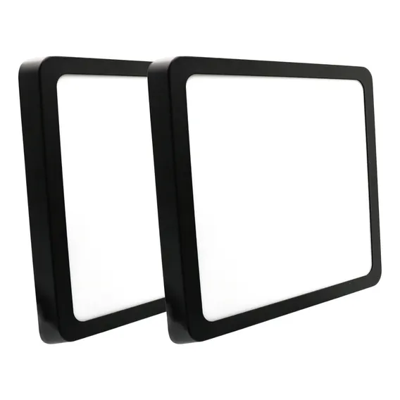 Kit 2 Plafon Led Preto Sobrepor 20x20 Bivolt Branco Quente 110v/220v Foto 1