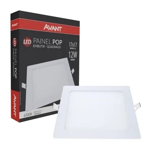 Kit 2 Plafon Lum Painel Led Embutir 12w 6500k Quadrado Avant 110v/220v Foto 1