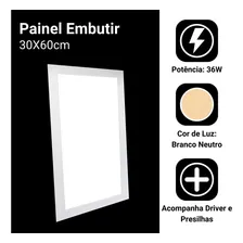 Kit 2 Plafon Painel Led RY Painel Embutir 2 Branco/Neutro 30x60 40w Luz Morno 4000k Cor 110V/220V Foto mini 4