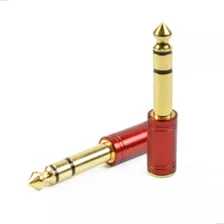 Kit 2 Plug Adaptador P2 / P10 Vermelho Ouro Estéreo Conector Fone Foto mini 1