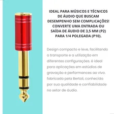 Kit 2 Plug Adaptador P2 / P10 Vermelho Ouro Estéreo Conector Fone Foto mini 4