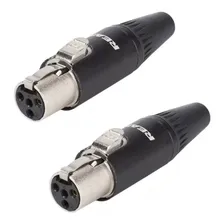 Kit 2 Plug Mini Xlr 4 Polos Fêmea Conector Tqg Rean Neutrik Foto mini  2