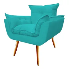 Kit 2 Poltrona Decor Opala Suede Azul Turquesa Foto mini 4