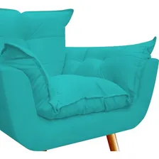 Kit 2 Poltrona Decor Opala Suede Azul Turquesa Foto mini  3