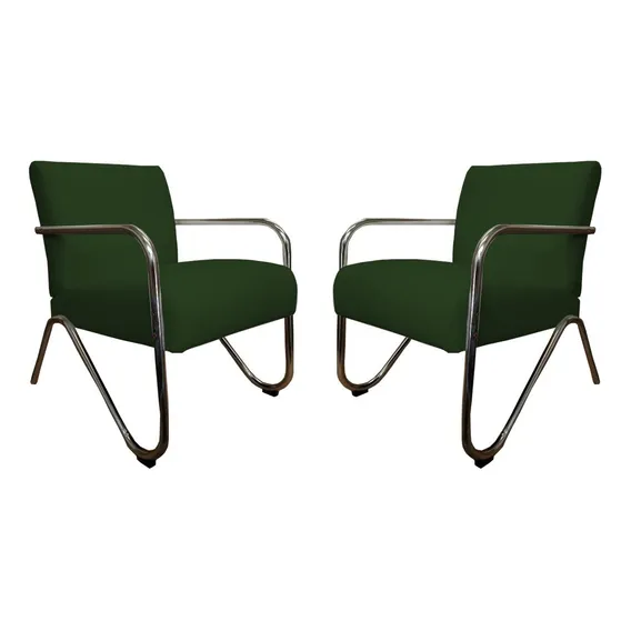 Kit 2 Poltrona Decorativa Bela Suede Verde Barbearia Foto 1
