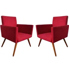 Kit 2 Poltrona Nina Paris Vermelho Suede Consultório Foto  mini 1