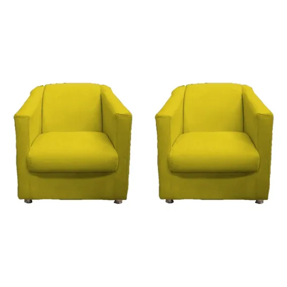 Kit 2 Poltrona Suede Amarelo Biane Foto 1
