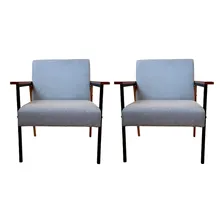 Kit 2 Poltronas Clínica Recepção Escritório Linho Premium Cor Poltrona Decorativa Cinza Foto  mini 1