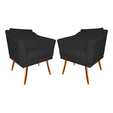 Kit 2 Poltronas Decorativa Agatha Corino Preto Foto mini 1