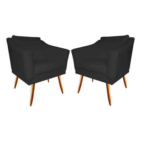 Kit 2 Poltronas Decorativa Agatha Corino Preto Foto 1
