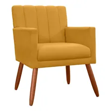 Kit 2 Poltronas Decorativa Cecília Suede Amarelo Foto mini 3