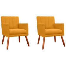 Kit 2 Poltronas Decorativa Cecília Suede Amarelo Foto mini 1