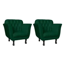Kit 2 Poltronas Decorativa Dália Suede Verde Foto  mini 1