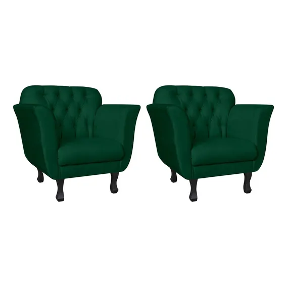 Kit 2 Poltronas Decorativa Dália Suede Verde Foto 1