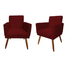 Kit 2 Poltronas Decorativa Nina Riscado Suede Marsala Foto mini 1
