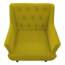 Kit 2 Poltronas Julia + Puff Luis Xv Suede Amarelo Foto mini 2