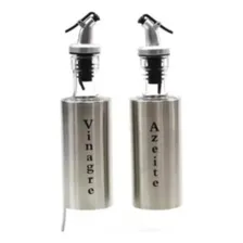 Kit 2 Porta Azeite/vinagre Em Vidro Aço Inox C/ Dosador Foto mini 1